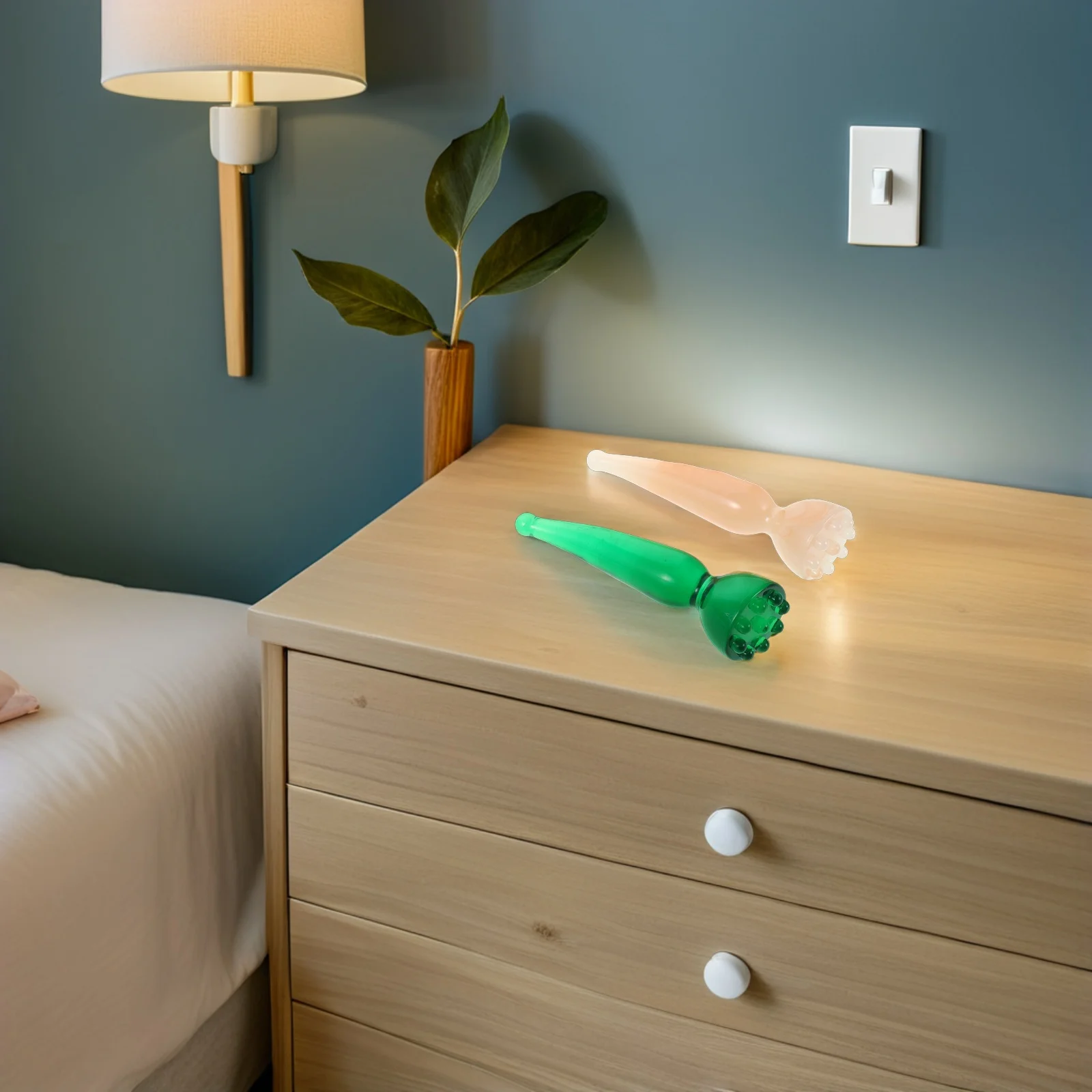 Palo de masaje de acupresión de resina, 2 uds., forma de semilla de loto, Guasha Facial, punto de disparo Manual, tejido profundo, relajación de cuerpo completo