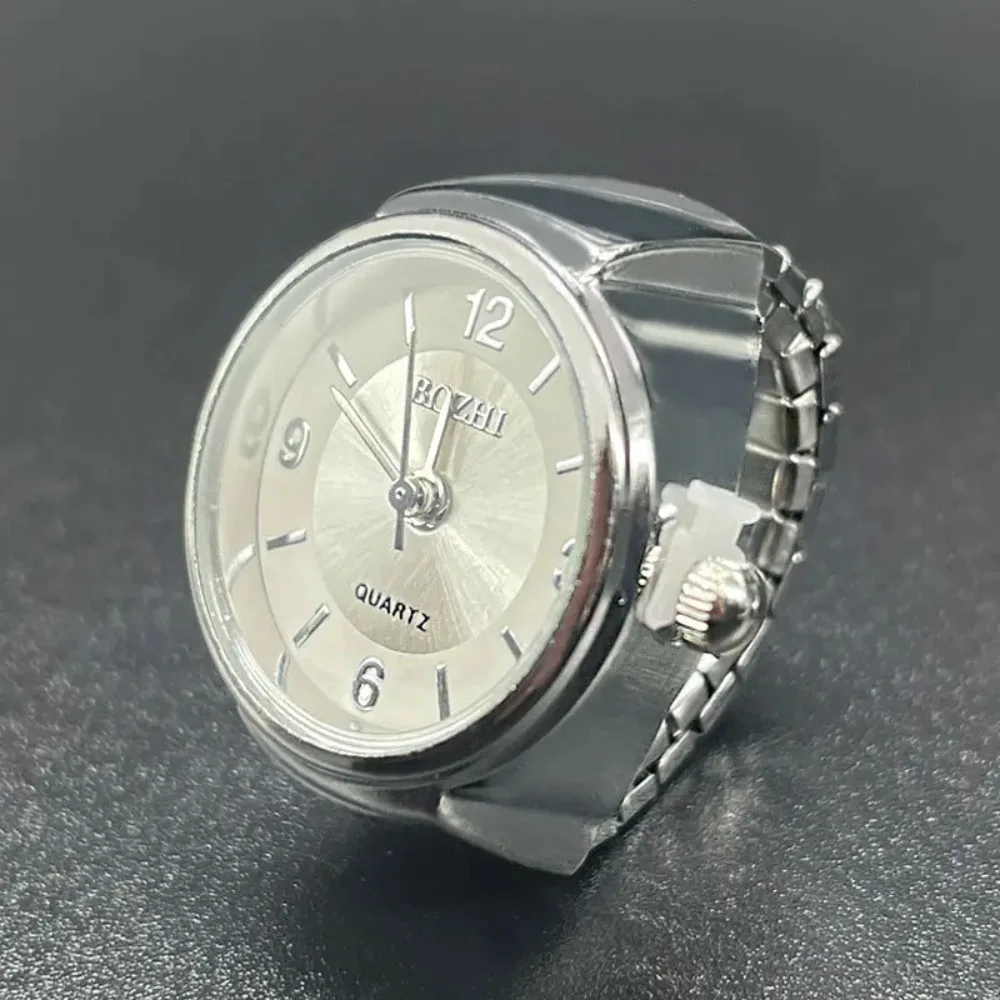 Vintage Punk Quartz Finger Watches Ring for Women&Men Goth Clock Pocket Ring Digital Watch Elastic Stretchy Rings Gift