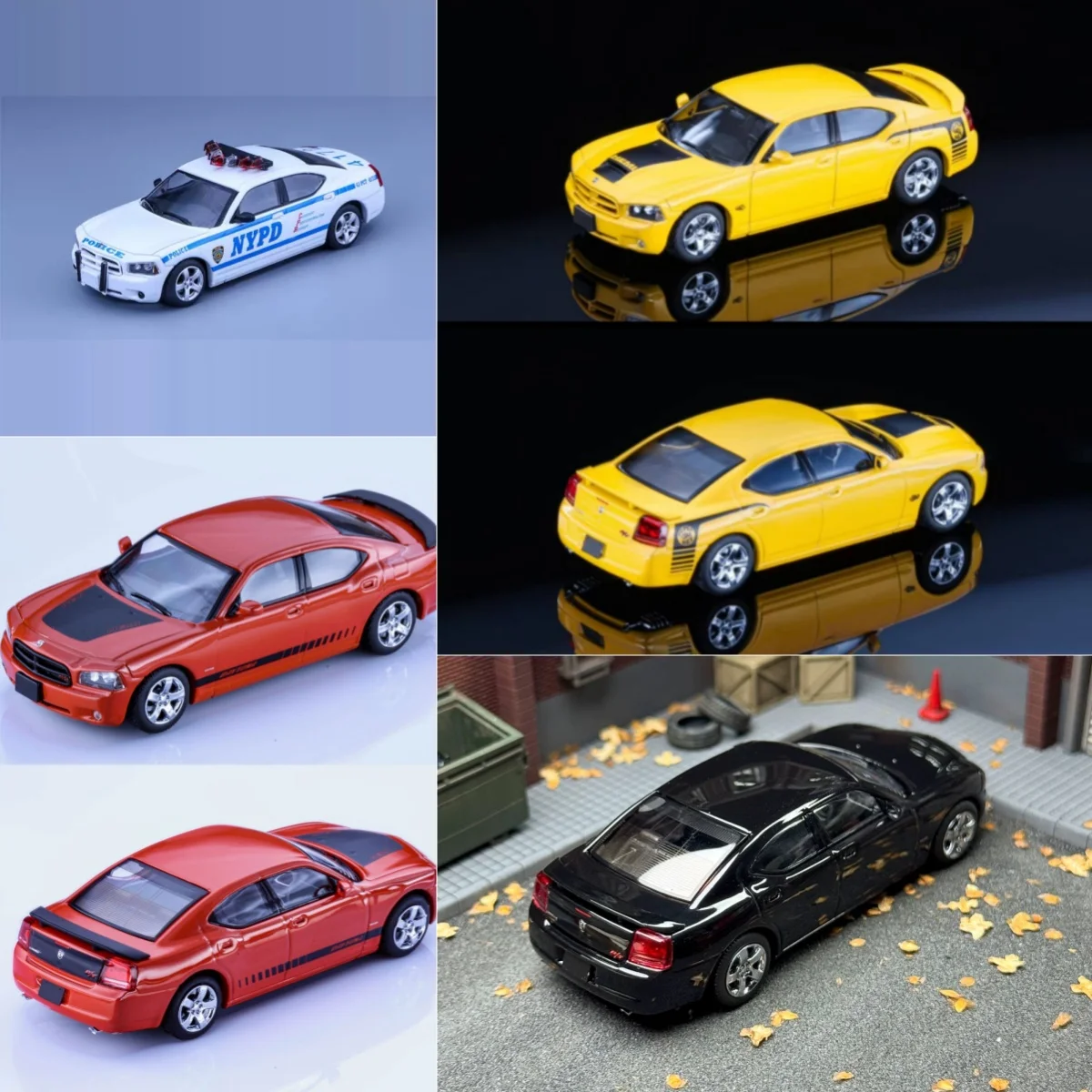 

Rollin 1/64 Dodge Charger Black /NYPD Covered Car Alloy Model