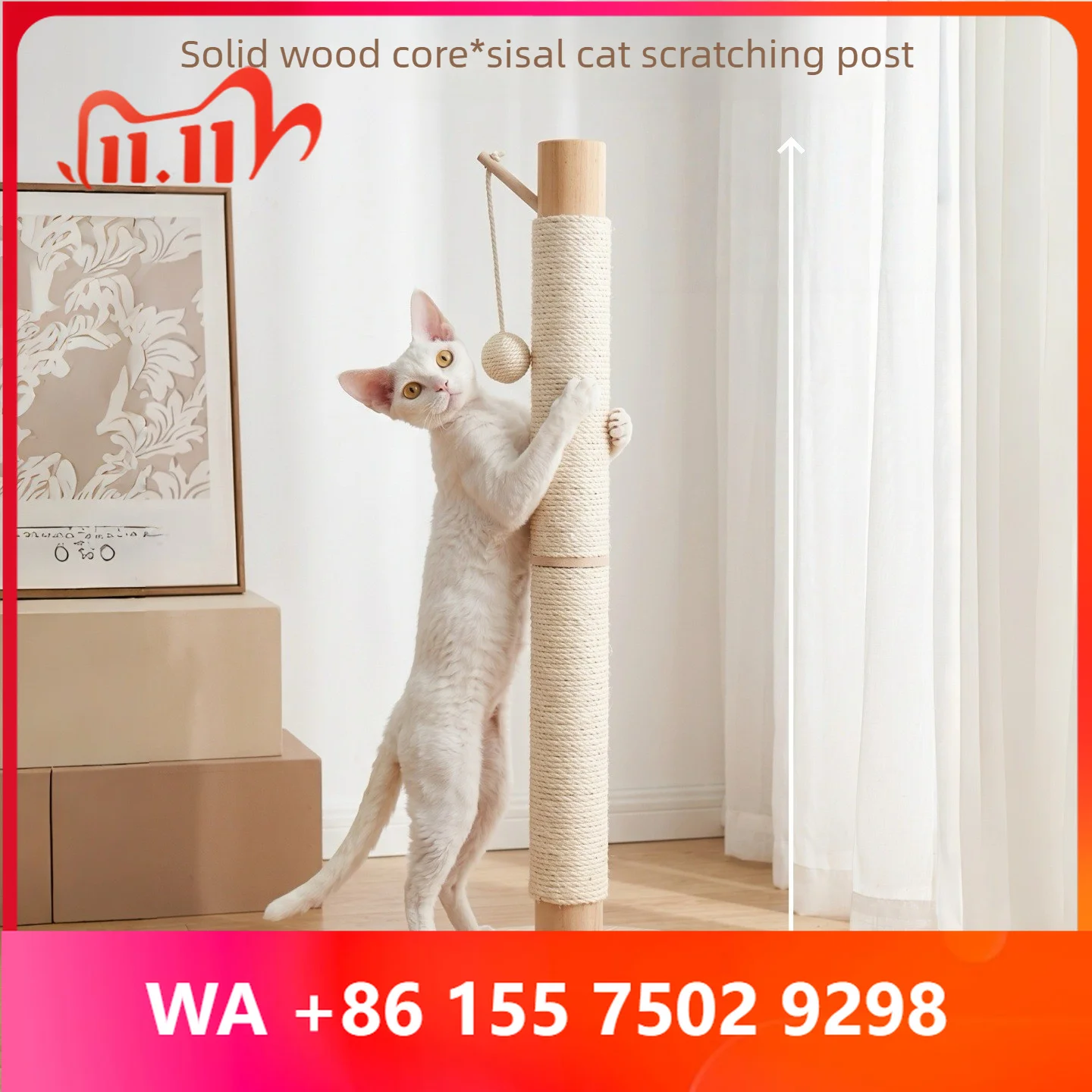 Solid Wood Core Cat Scratcher House Pet Toys Cat Tower Pet Acssories Cat Climbing Frame Scratching Post Wear-resnt