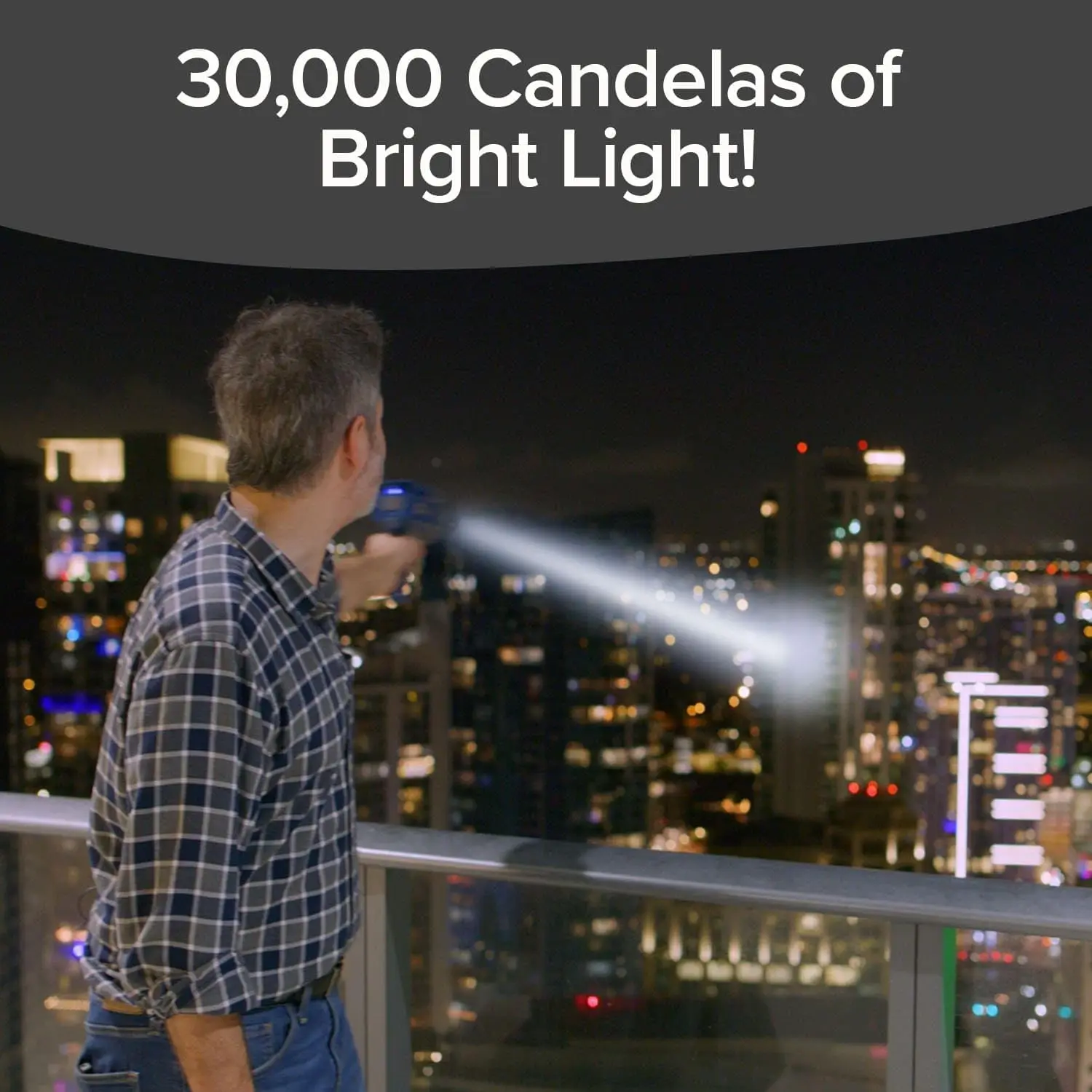 Rechargeable Spotlight with 10 Modes, Turbo Boost to 100%, Built-in Kickstand & Phone Charger for Camping and Emergencies