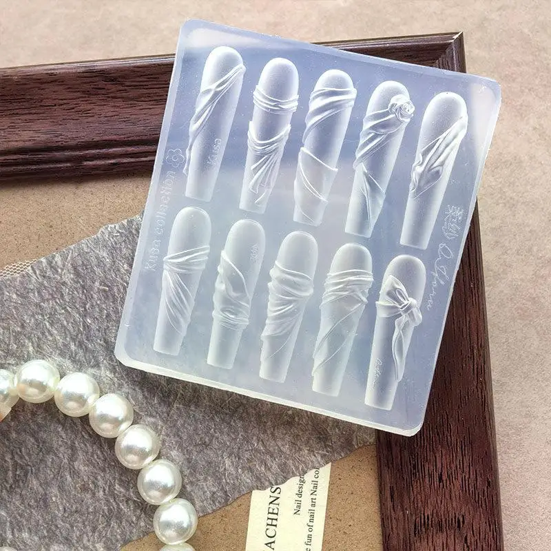 New Soft Silk Nail Art Mold DIY High Transparency Ribbon Patterns 3D DIY Manicure Carving For Creative Nails Design Templates