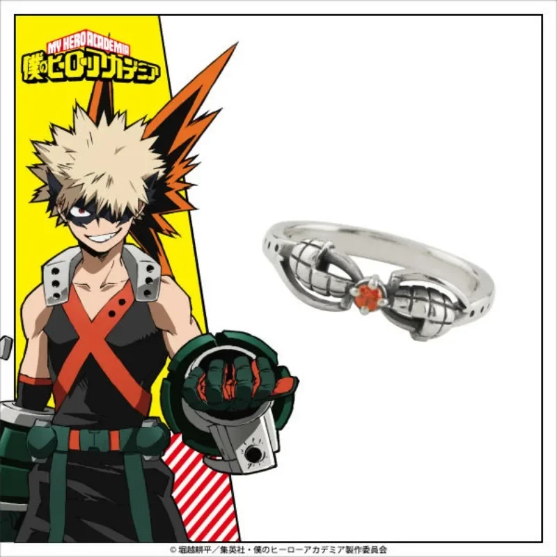 My Hero Academia Rings Man Bakugou Katsuki Women Ring Anime Wedding Initial Jewellery Couples Cute Open Metal Silver Color Bague