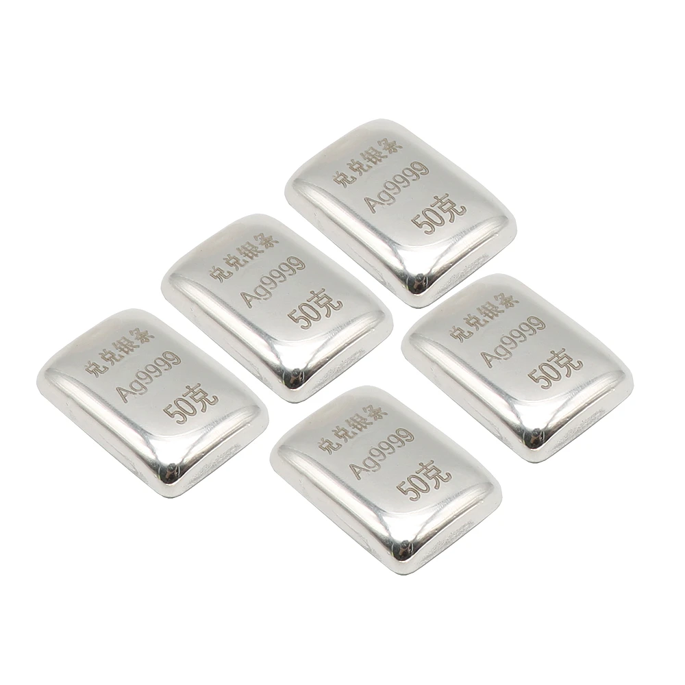 1PCS 50G High Purity Silver Ingot Pure Silver Bars AG9999 Sterling Silver Bullion DIY Bracelets Jewelry Processing Raw Materials