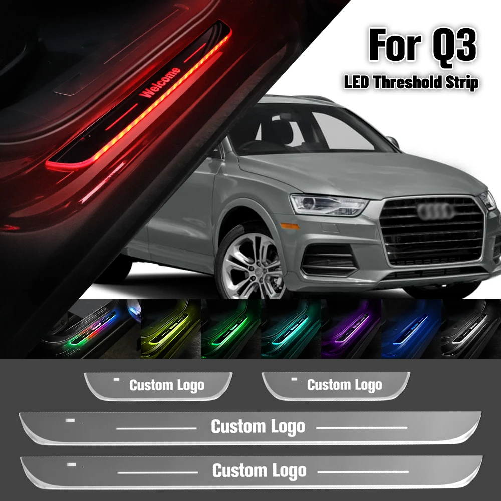 For Audi Q3 8U F3 2011-2023 Car Door Sill Light Customized Logo LED 2016 2019 2020 2021 Welcome Threshold Pedal Lamp Accessories