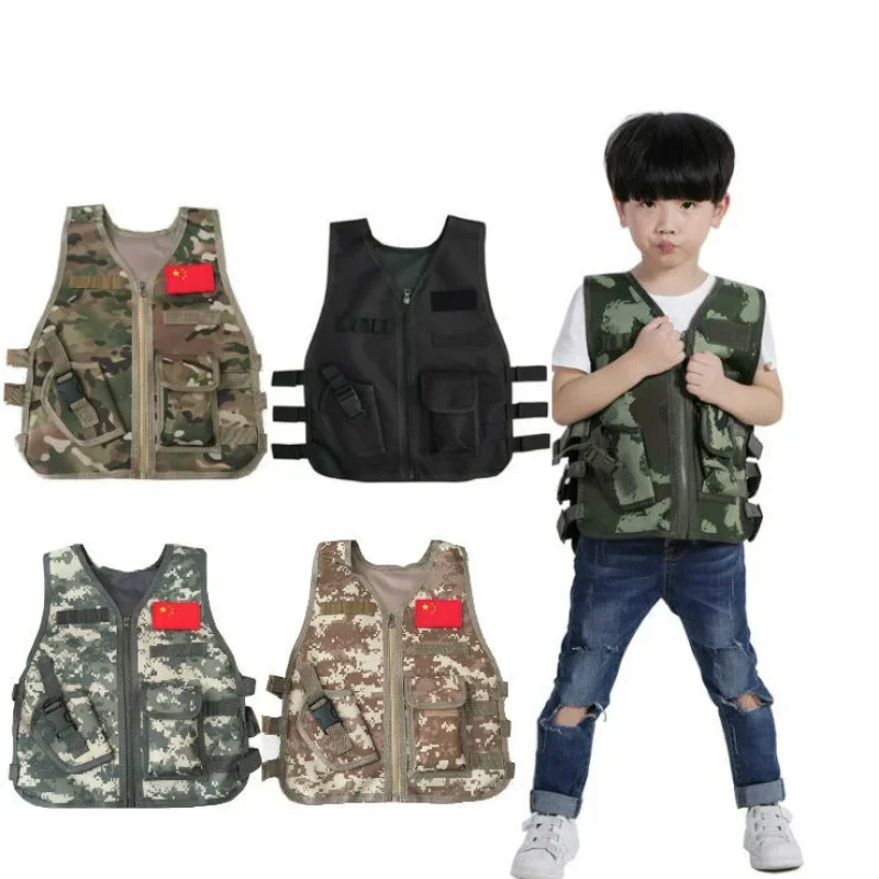 Kids Camouflage Sniper Vest Children CS Game Hunting Clothes Children Cosplay Costume Airsoft Sniper Uniform