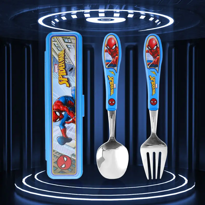 

New Disney Captain America Hulk animation peripheral cartoon spoon and fork set stainless steel portable student tableware gift