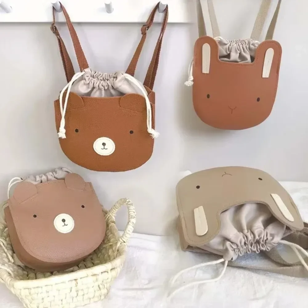 

New Cute PU Bear Bunny Backpack, Waterproof Kids School Bag for Boys & Girls, Kindergarten Cartoon Book Bag