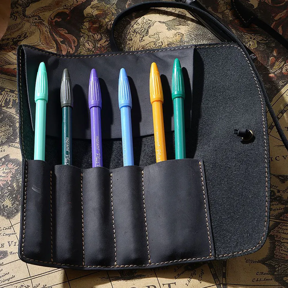 

Pencil Case Pouch Black Pens Soft Bag for Stationery Holder Fountain Protective Woman