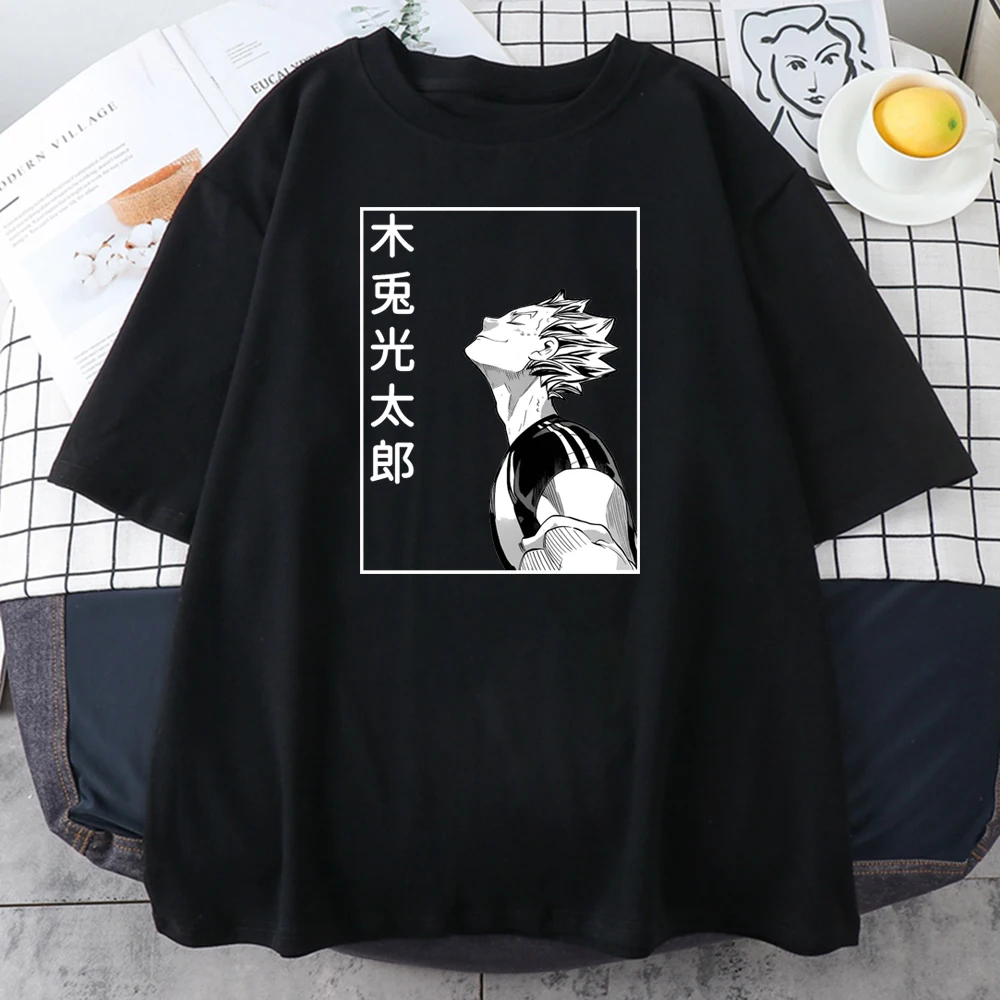 Japan Anime Haikyuu Print T Shirts Women Loose Oversized O Neck Hip Hop Short Sleeve T Shirts Female New Fashion Hip Hop Tshirt