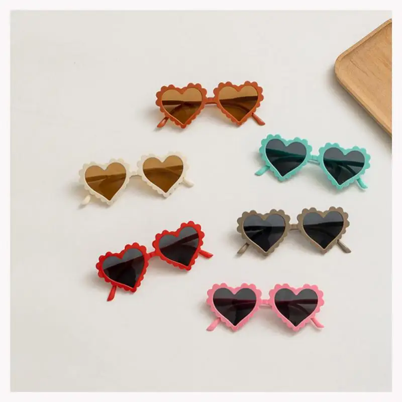 Kids Cartoon Heart Sun Glasses 2023 New Flower Sunglasses Girls Boy Children Outdoor Sports Round UV400 Shades Sun Glasses