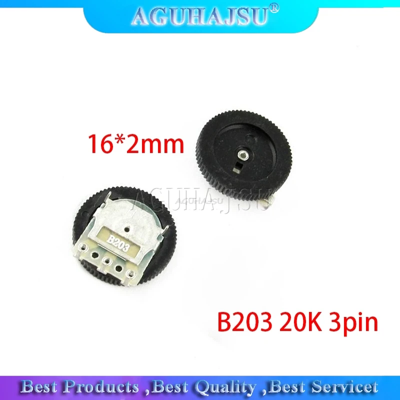 5pcs Gear tuning potentiometer B203 20K 3pin 16*2mm Dial Potentiometer