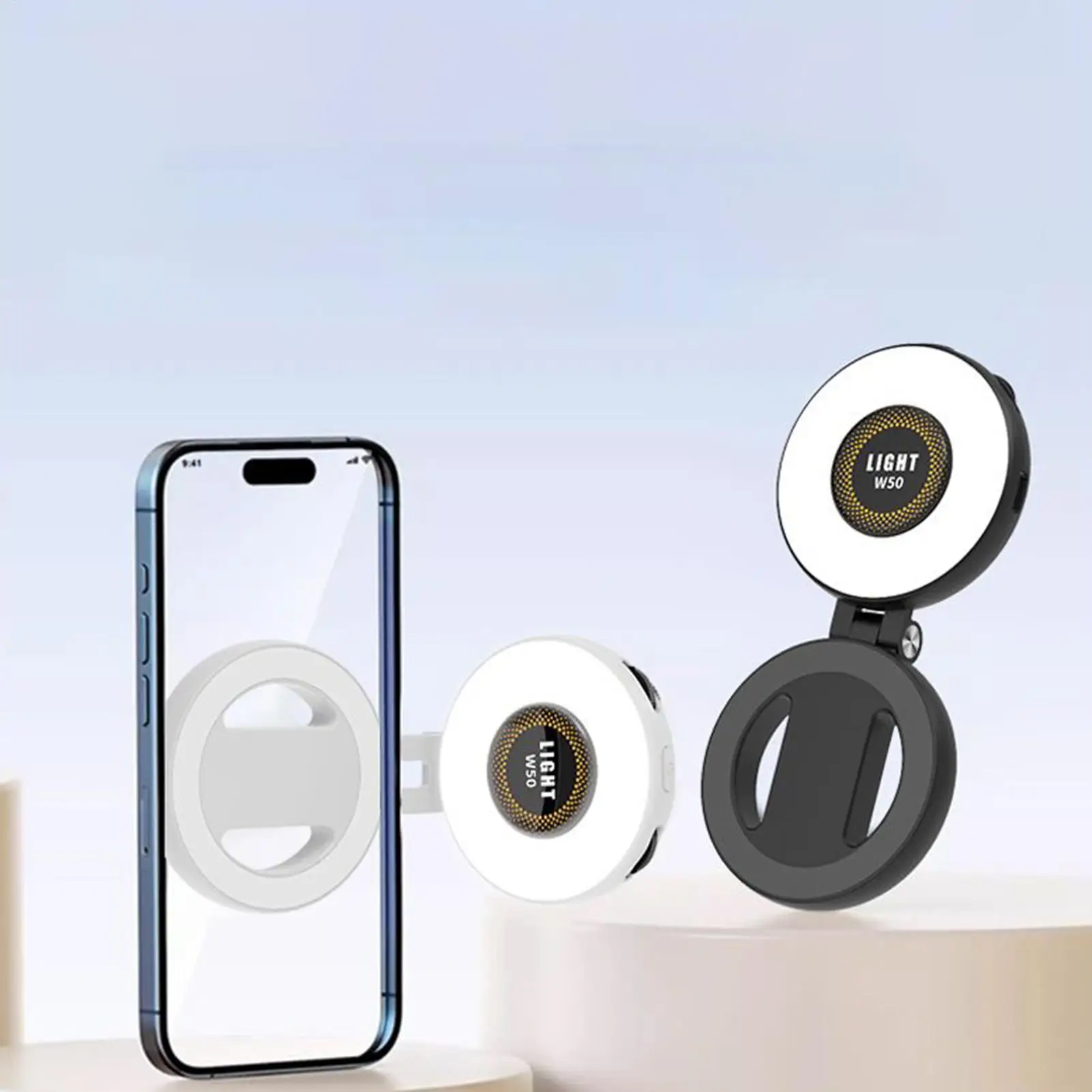 Luz magnética para selfie, 3 modos de iluminação suave, dobrável, magnética, beleza, selfie, telefones, para trabalho, fotografia, conteúdo de maquiagem