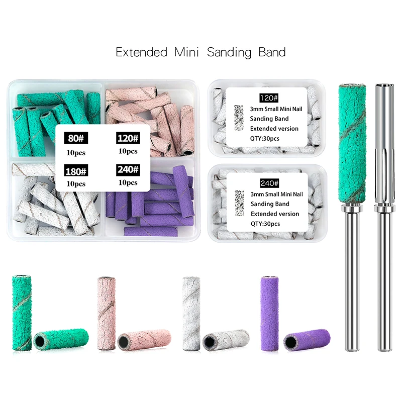 80 120 180 240 Grit Cutter Zebra Sanding Bands Nail Drill Bits Foot Care Polishing Manicure Gel Polish Remover Replacement