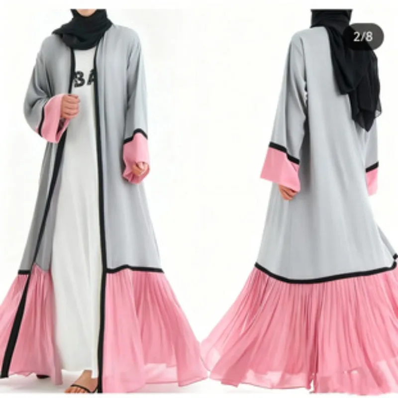 

Patchwork Muslim Dress Women Abaya Elegant Dubai Turkey Arabic Islamic Clothing Loose Caftan Saudi Muslim Simple Robe Dresses
