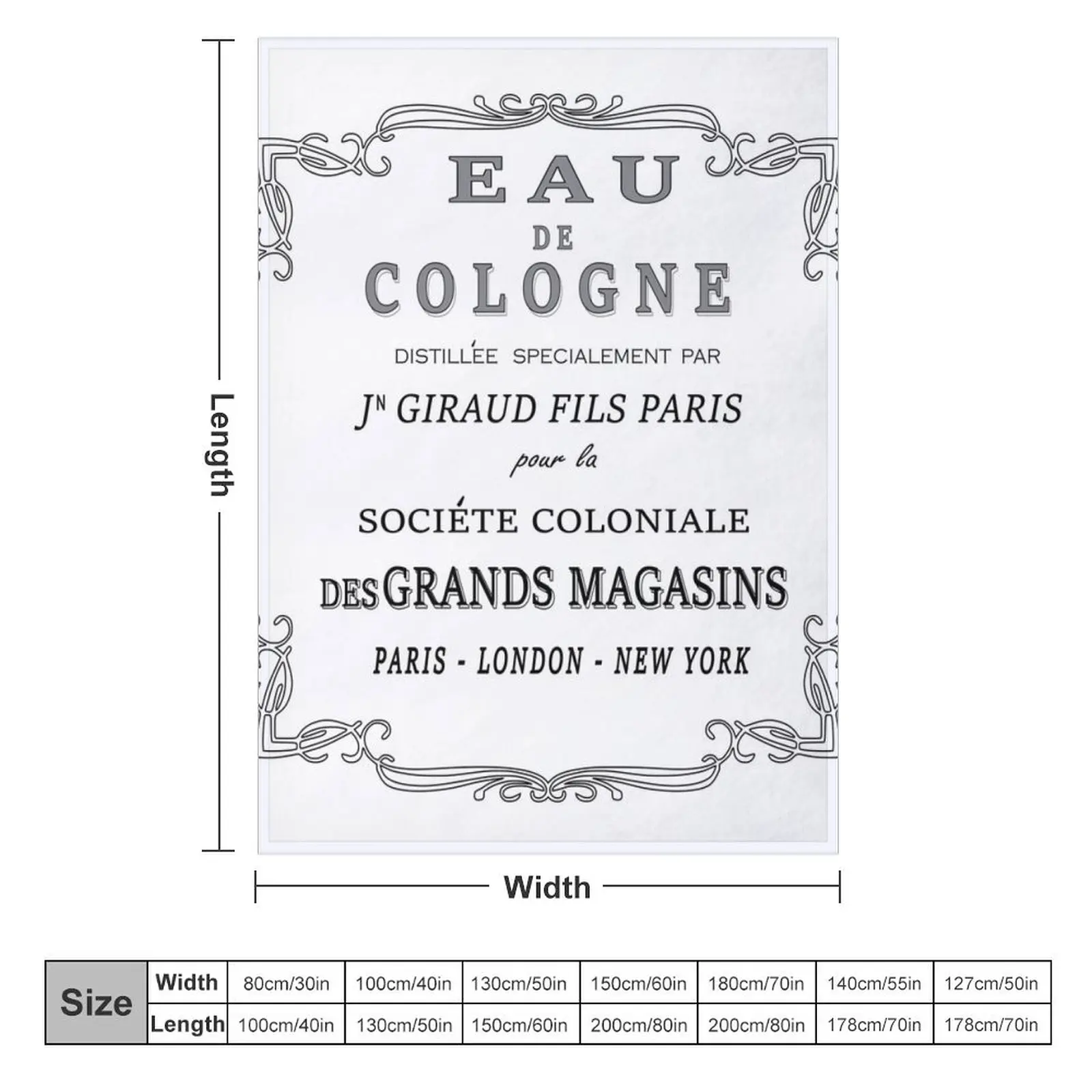 EAU DE COLOGNE, Paris Throw Blanket For Sofa Thin christmas gifts Blankets For Baby Blankets