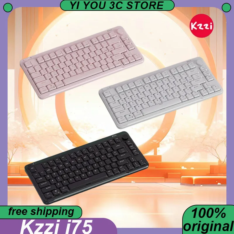 Kzzi i75 Mechanical Keyboar Dwarf Axis Wireless Tri-mode RGB Aluminum Gasket/Top Custom Office IPAD Business Keyboards PC