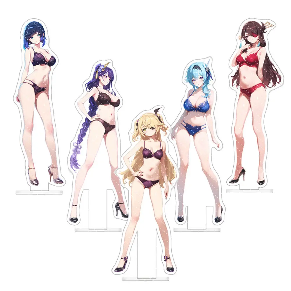 2025 جديد 15 سنتيمتر Genshin تأثير أنيمي Fischl Eula لورانس ييلان تأثيري الشكل الاكريليك حامل نموذج لوحة زخارف مكتب هدية