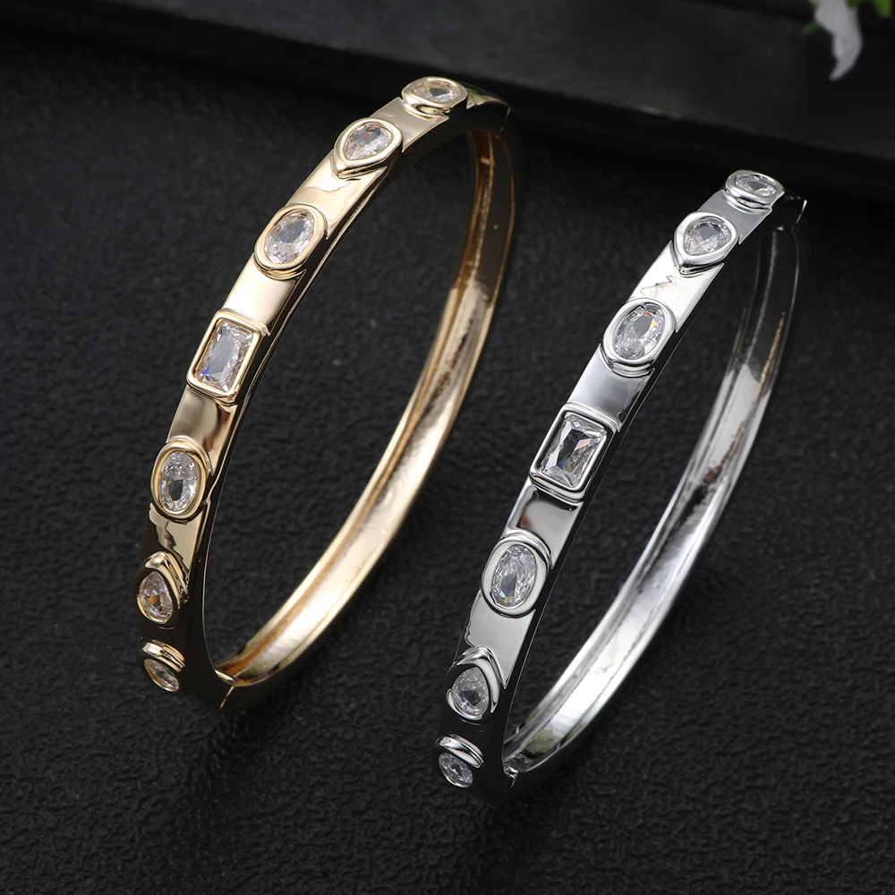 

Fashion Luxury Geometric patterns Women's Bracelet Wedding Cube Zircon Crystal Dubai Bracelet Party Jewelry B292