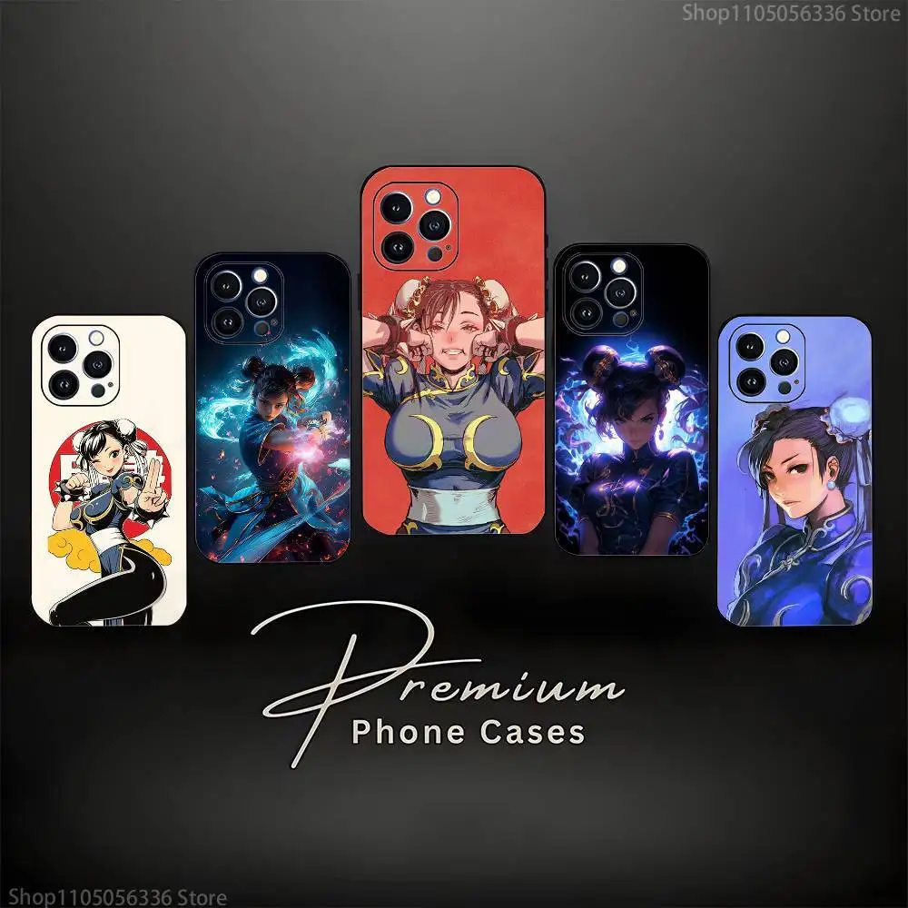 

ChunLi S-Street F-Fighter Phone Case For iPhone 16,15,14,13,12,11 Plus,Pro Max,XS,X,XR,SE,Mini,8,7,Soft Silicone Black Cover