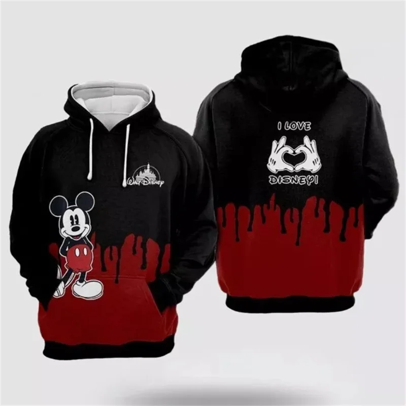 2025 New Personalized Custom Disney Mickey Mouse Red 3D Hoodies for Men and Women Casual Hoodies Boys Girls Christmas Hoodies