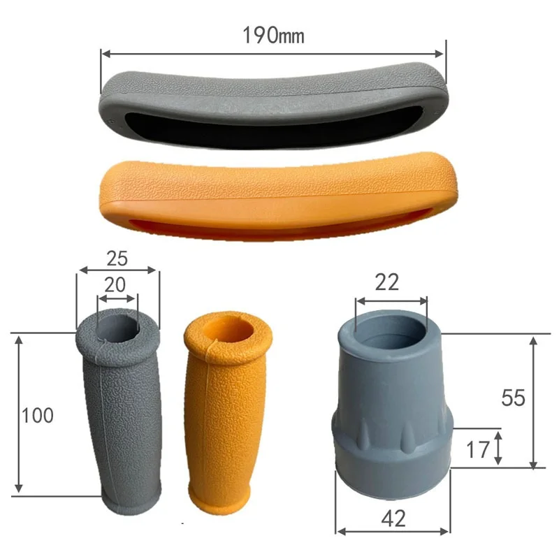 Underarm Crutch Flexible TPR Pad Tip Replacement Kit