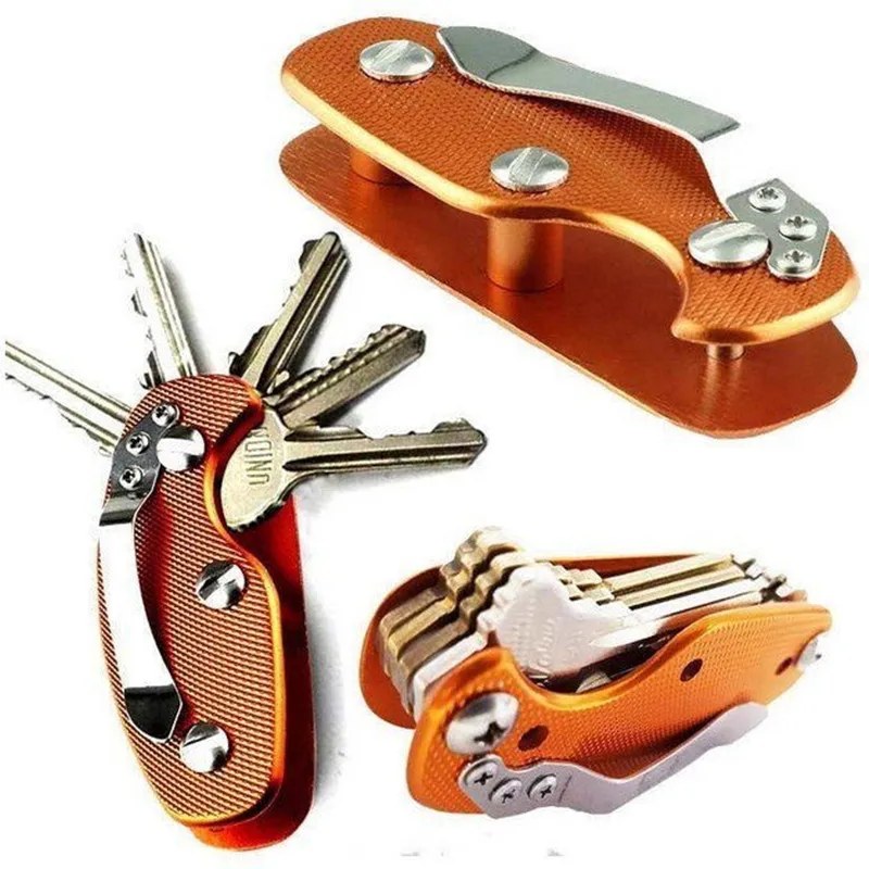 Key Holder Organizer Compact Aluminum Key Holder Clip Folder Keyring Outdoor Multi EDC Function Pocket Tool