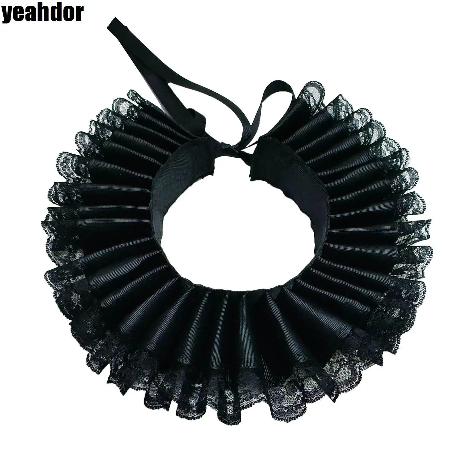 Women Vintage Royal Style Organza Ruffle Fake Collar Victorian Collar Decorative Collar Clothing Accessories Photography Prop