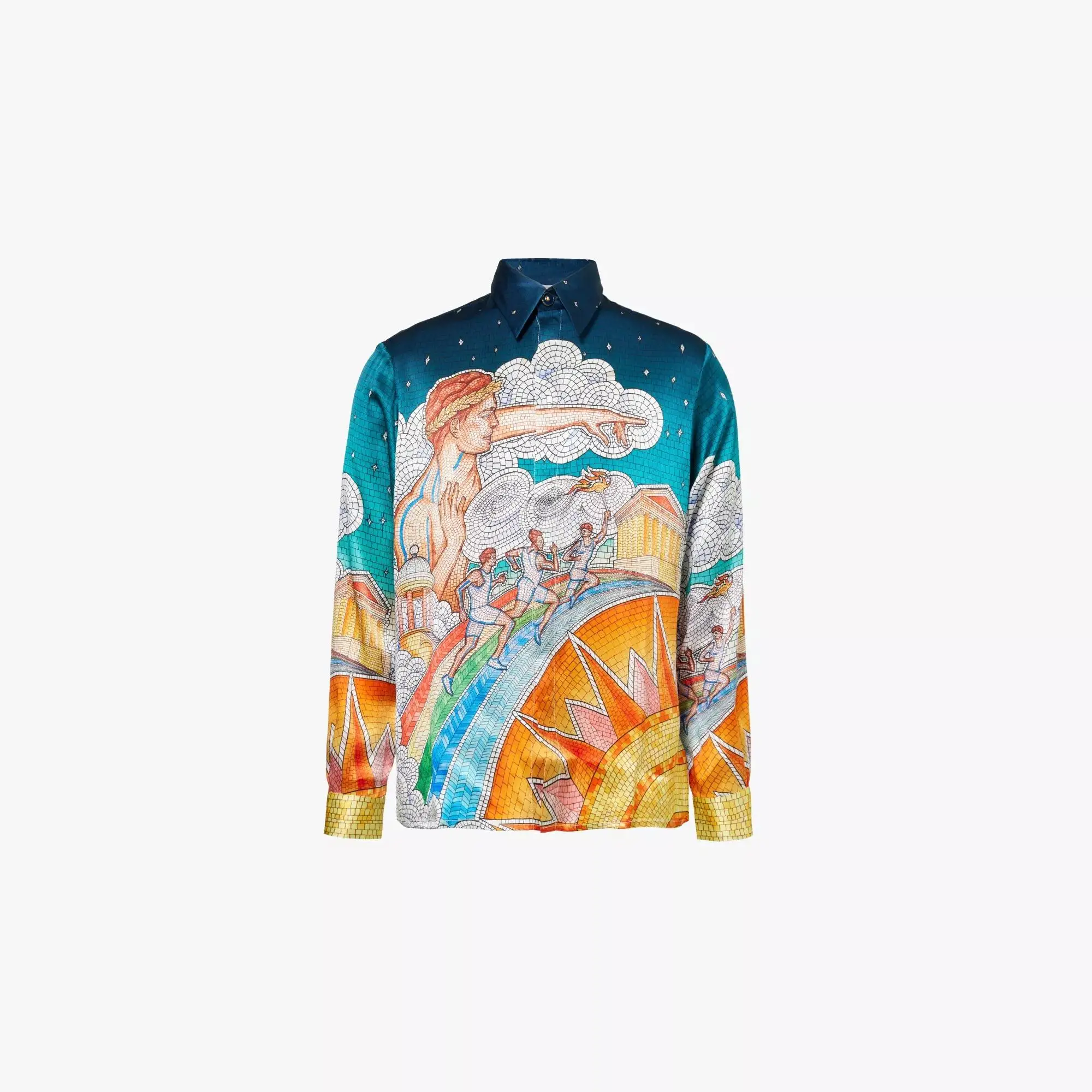 

Casabulca Silk Long Sve Casual irt Vaion Travel Leisure American Retro Sle Four Seasons Universal Stand Fit Men'...