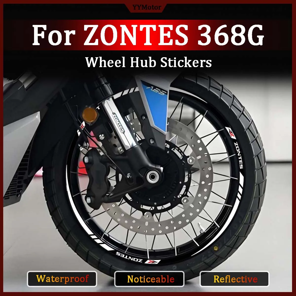 

For ZONTES 368G Reflective Motorcycle Wheel Hub Stickers Moto Bike Scooter Rim Front Forks Body Decor Vinyl Accessories Decals