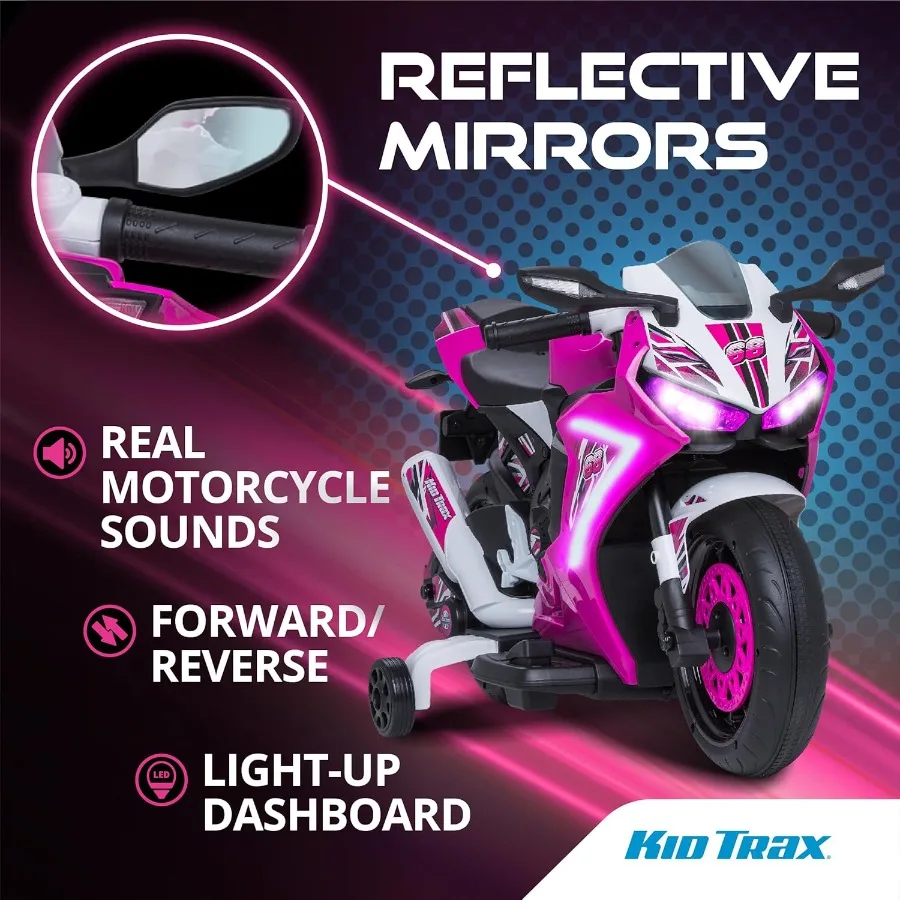 6V Glow elektrische peuter kindermotorfiets - peuterfiets, binnen-/buitenspeelgoed, duurzaam, LED-koplampen en lichaamslicht, realistc S