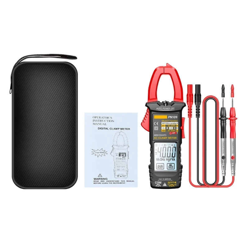 PN109 Digital Clamp Meter มัลติมิเตอร์เครื่องทดสอบแรงดันไฟฟ้า 4000 นับ Ohmmeter โวลต์มิเตอร์พร้อม Backlit Buzzer Drop ship
