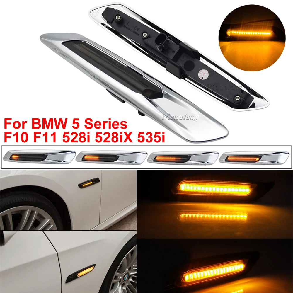 Dynamic LED Turn Signal Side Marker Lights For BMW 5-Series F10 F11 528i 528iX 535i 535iX 550i 550iX Sequential Indicator Lamps