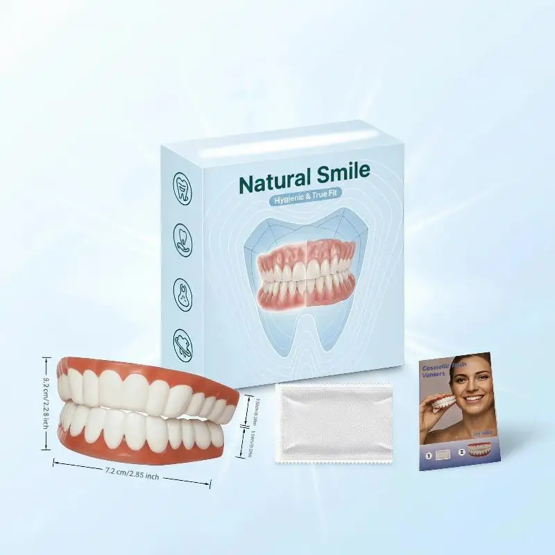 Adjustable Soft Silicone Dentures Upper & Lower Full Mouth Teeth Set for Temporary Dental Repair Beginner Friendly