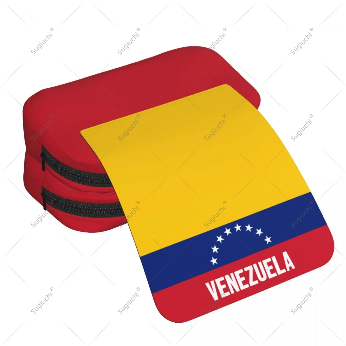 鉛筆ケース ハサミ バッグ 3D ベネズエラ国旗 二層オックスフォード布 文房具収納 ペンボックスケース