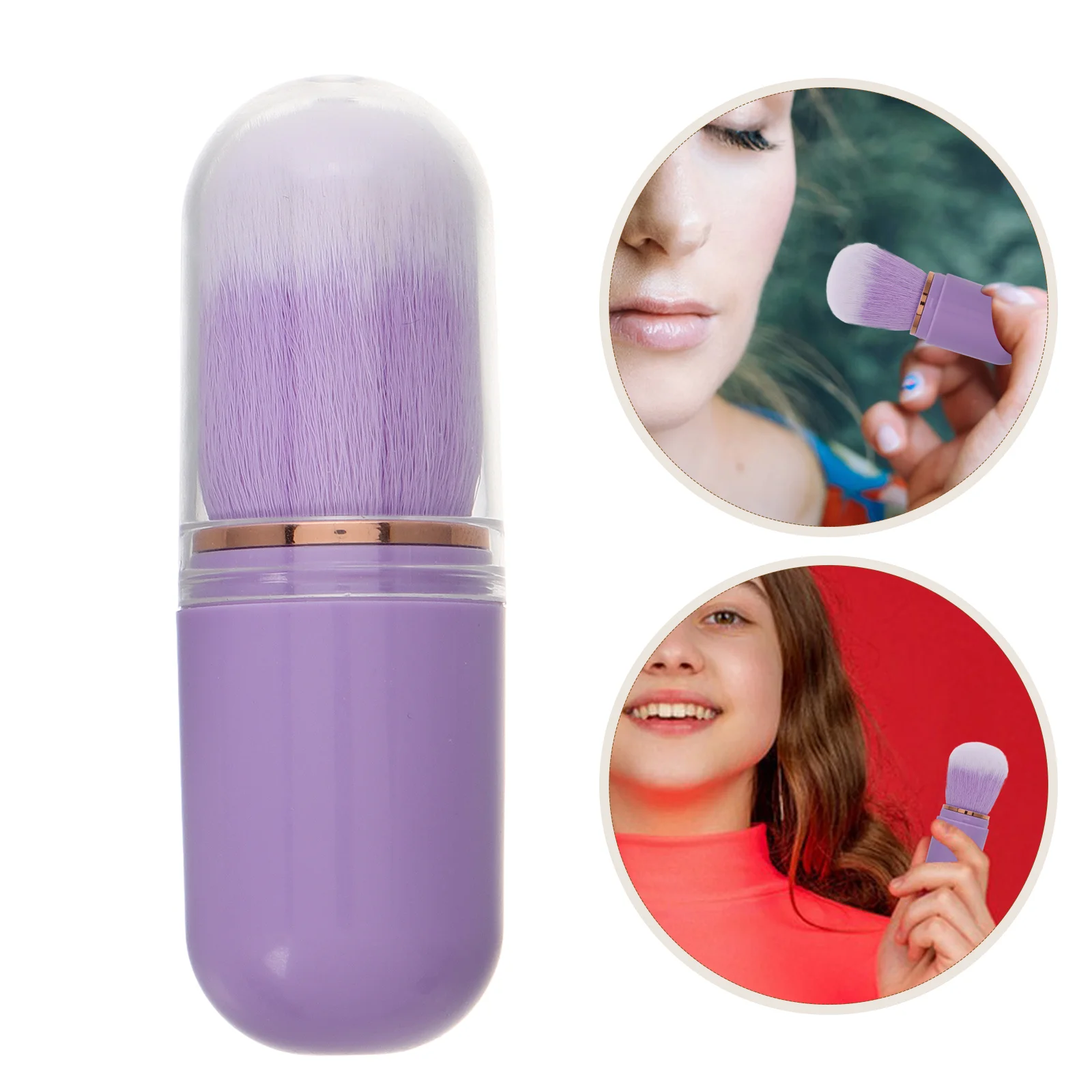 Mini Makeup Brush Foundation Powder Blush for Cheeks Lavender Plastic Highlighter