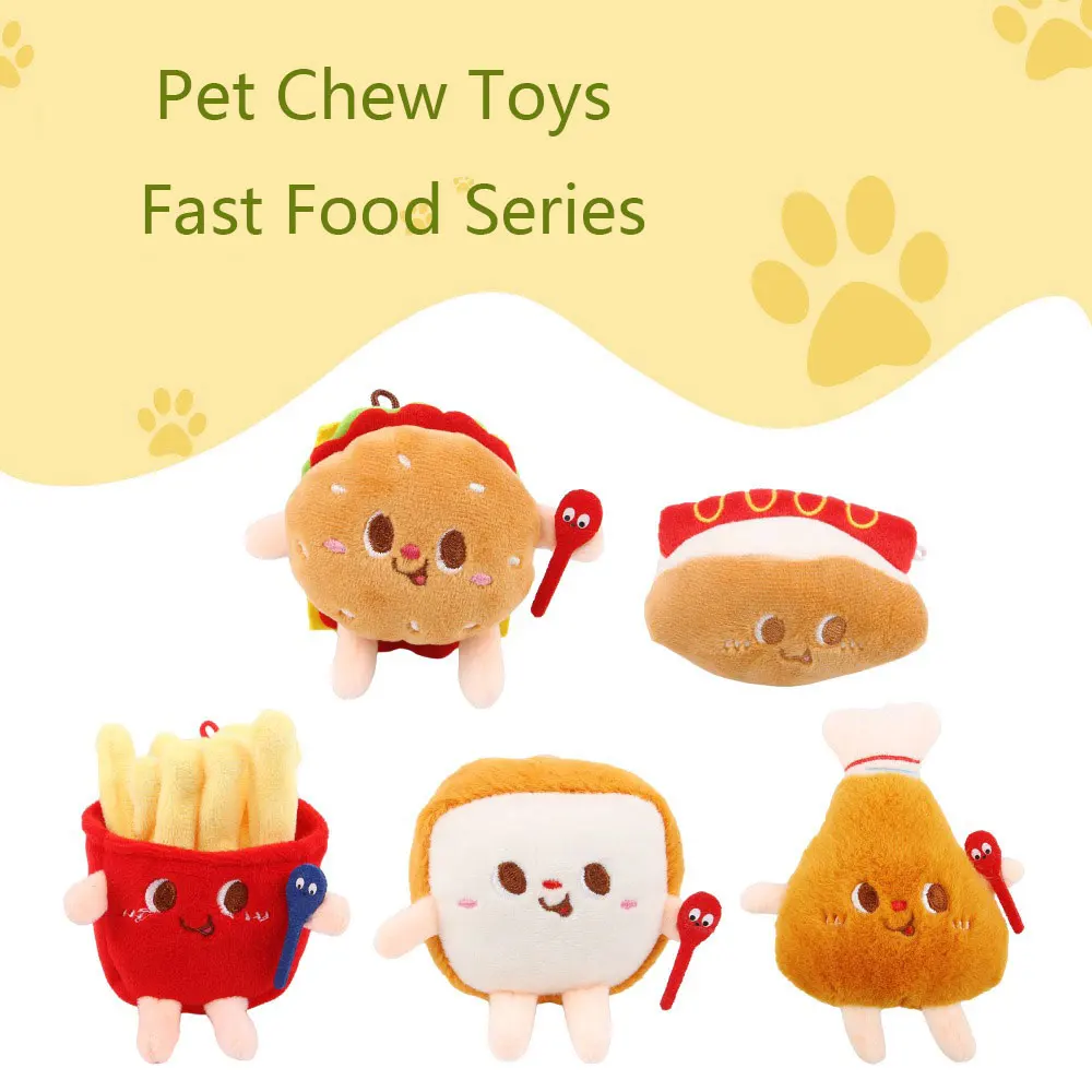 

Interactive Pet Toy - Hamburger and Fries Plushies for Cats and Dogs A Must-Have Pet Accessory Happy Cats and Dogs