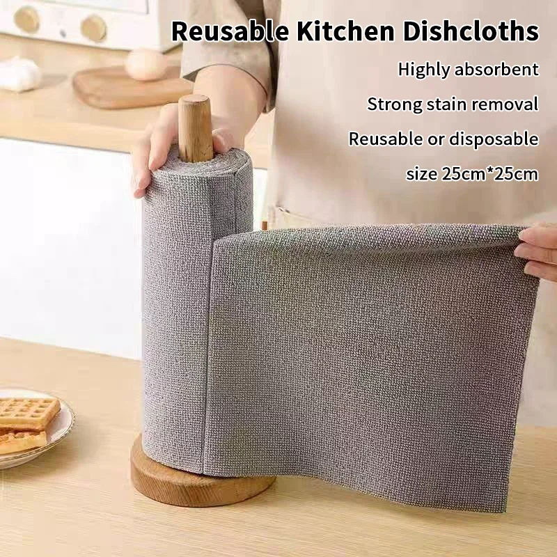 

Tear-off Cleaning Cloth Roll Durable Reusable Dish Towel For Kitchen Greaseproof And Quick Drying Microfiber Hand-tear Rags