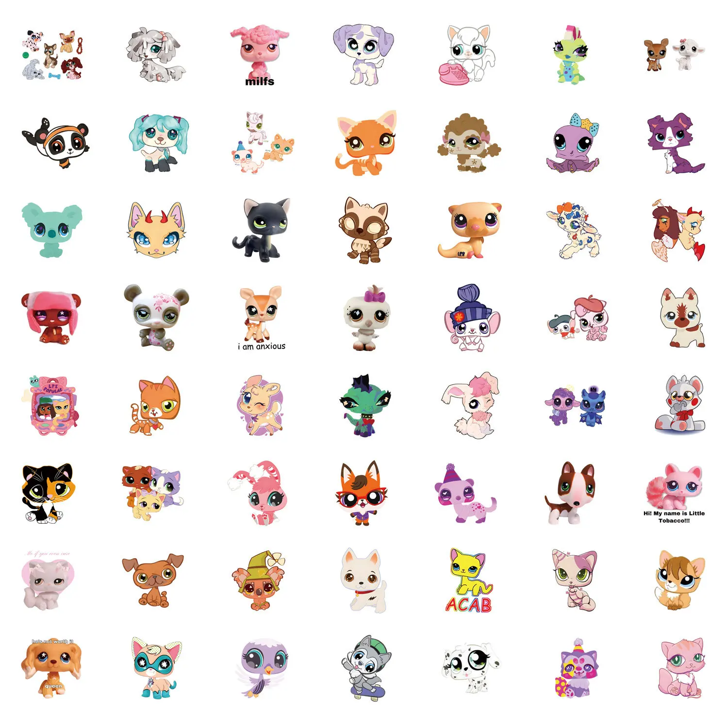 10/55/110PCS Littlest Pet Shop สติกเกอร์เกม Stciekr สําหรับกระเป๋าเดินทางแล็ปท็อปโทรศัพท์กีตาร์ตู้เสื้อผ้าขวดน้ําสเก็ตบอร์ดของเล่นเด็ก