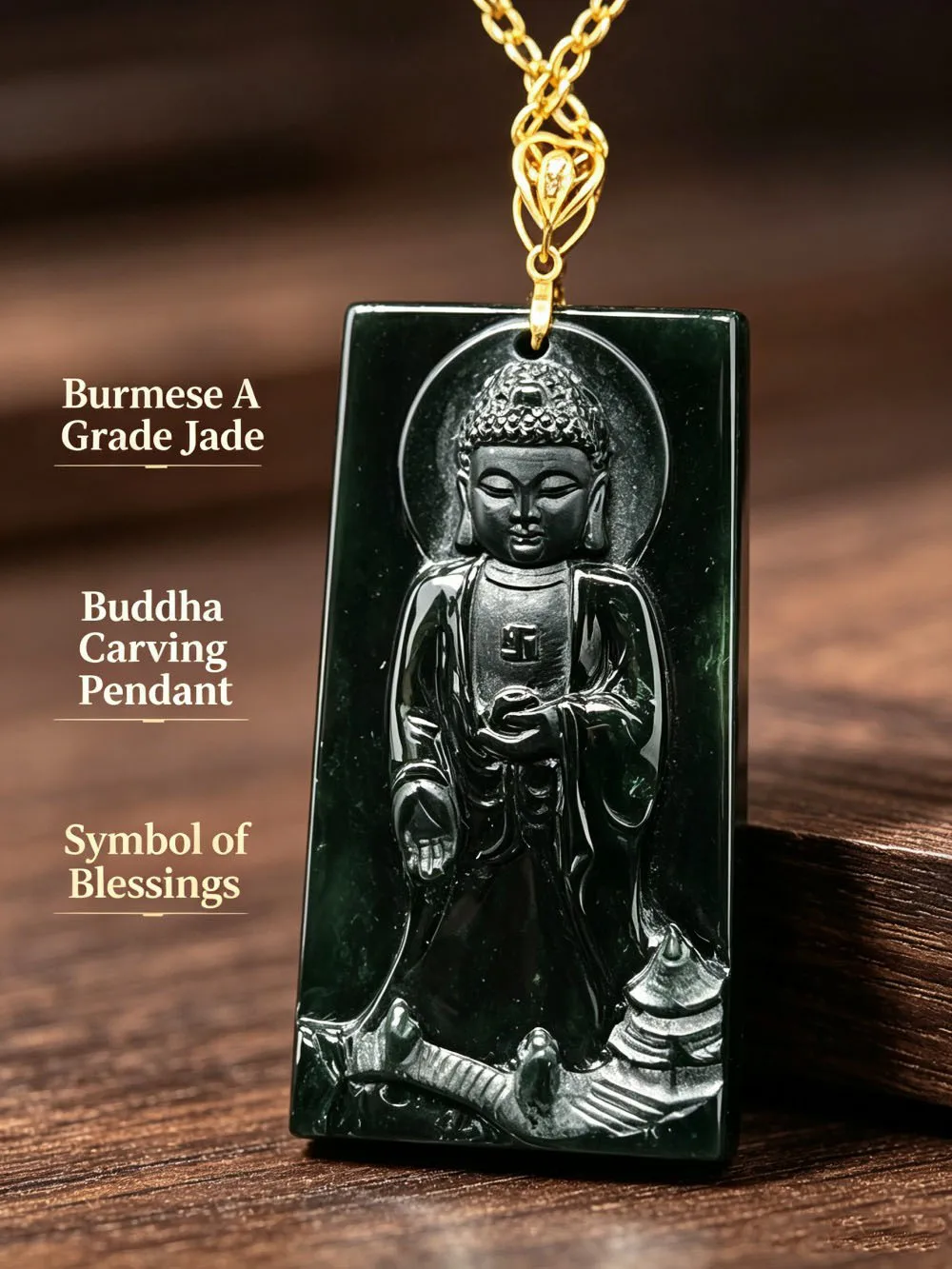 Certified Natural Myanmar A Jadeite Necklace Men Women Genuine China Buddha Statue Lotus Seat Guanyin Pendant Necklace