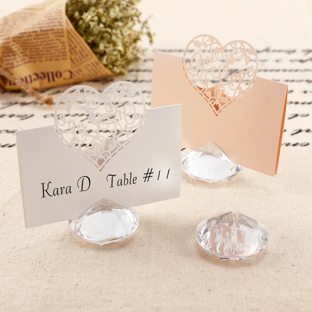 

20pcs Crystal Diamond Business Holder Desktop Name Id Stand Office Wedding Table Menu Photo Decoration Transparent Safe Material