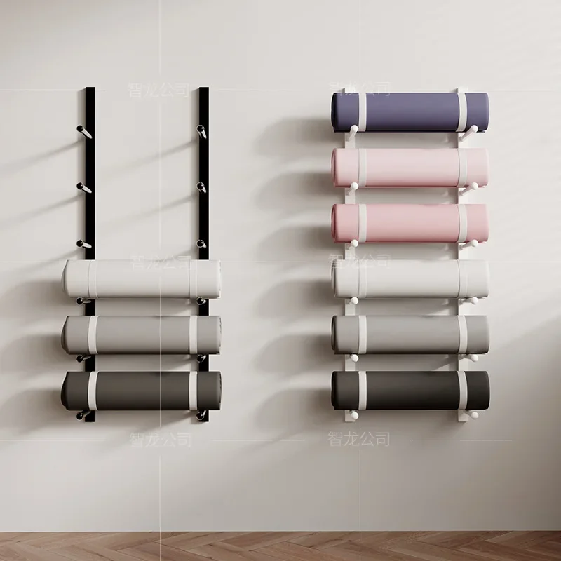 Quality! Yoga Studio Wall Rack Gym Hanging Organizer For Yoga Mats Storage Shelves Large Capacity Pilates System