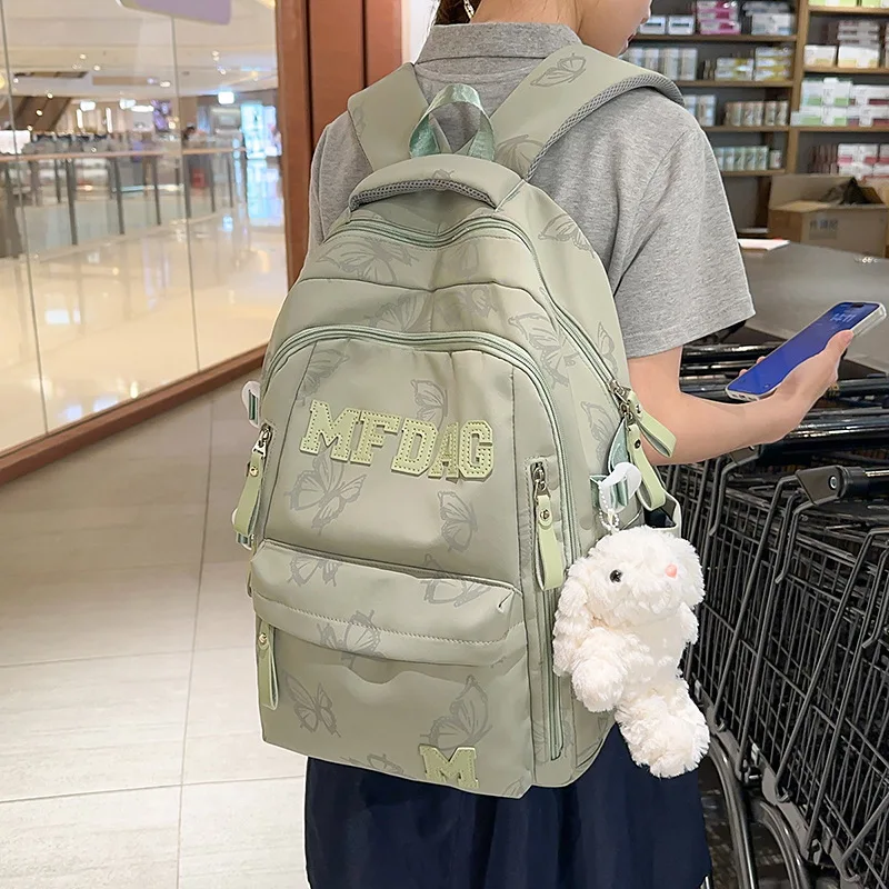 

Школьный рюкзак с бабочкой, нейлоновый рюкзак, уличная дорожная сумка для альпинизма, большая школьная сумка для студентов, сумки унисекс для пар