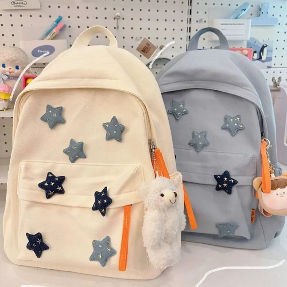 

Large Capacity Five Pointed Star Backpack with Stars Wear Resistant Women's Backpack Zipper Adjustable Strap Students School Bag