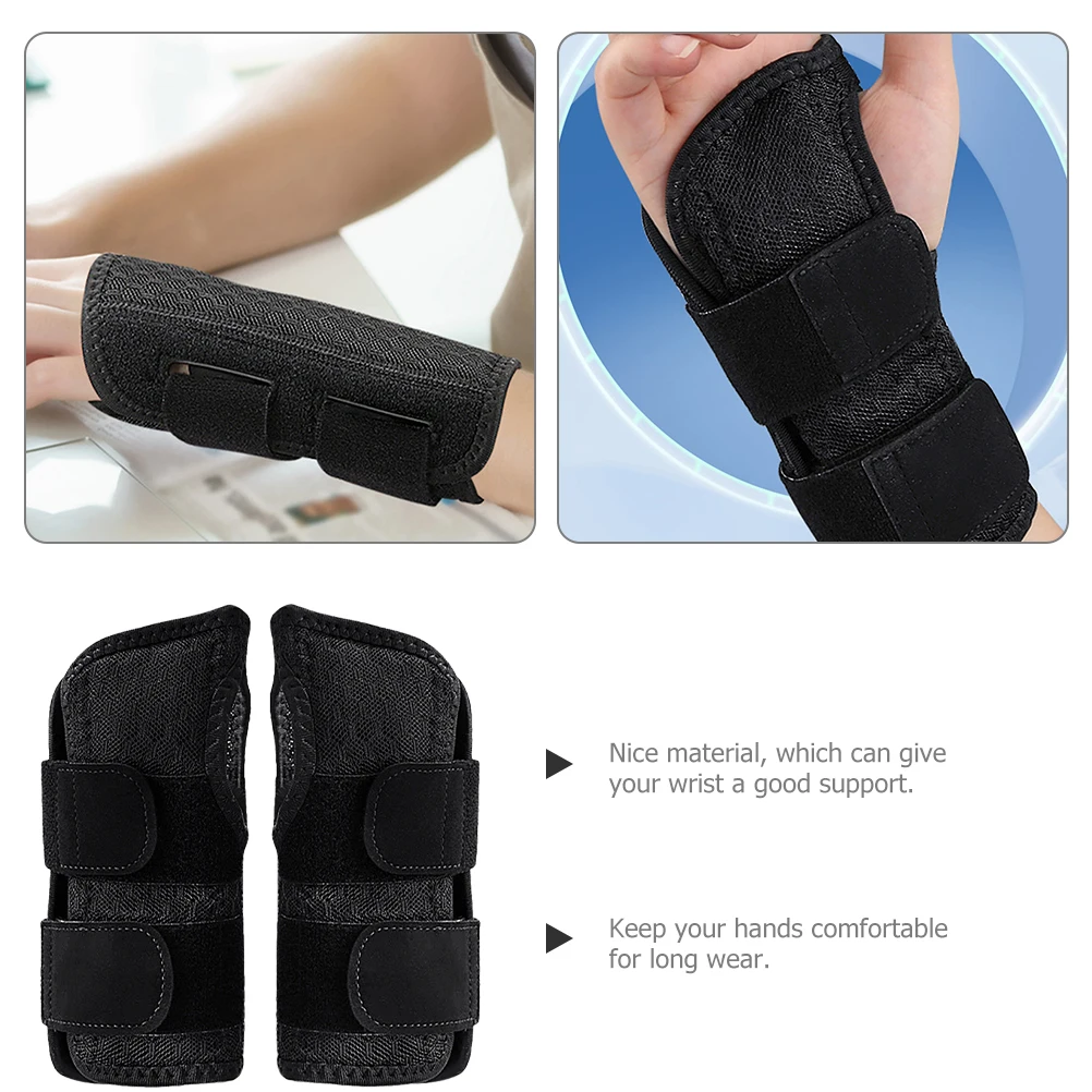 

2Pcs Wrist Protector Guard Hand Brace Sports Support Fitness Workout Palm Thumb Sleeve Black Right Left Adjustable Long Use
