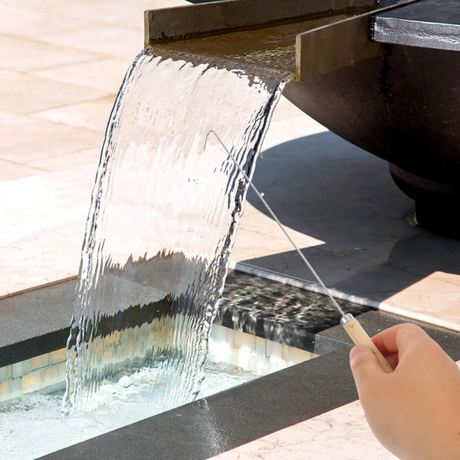 4Pcs Waterfall Spillway Cleaning Tool Fountain Pool Fountain Cleaner Spa Water Feature Maintenance Hook Pool Spillway Cleaner