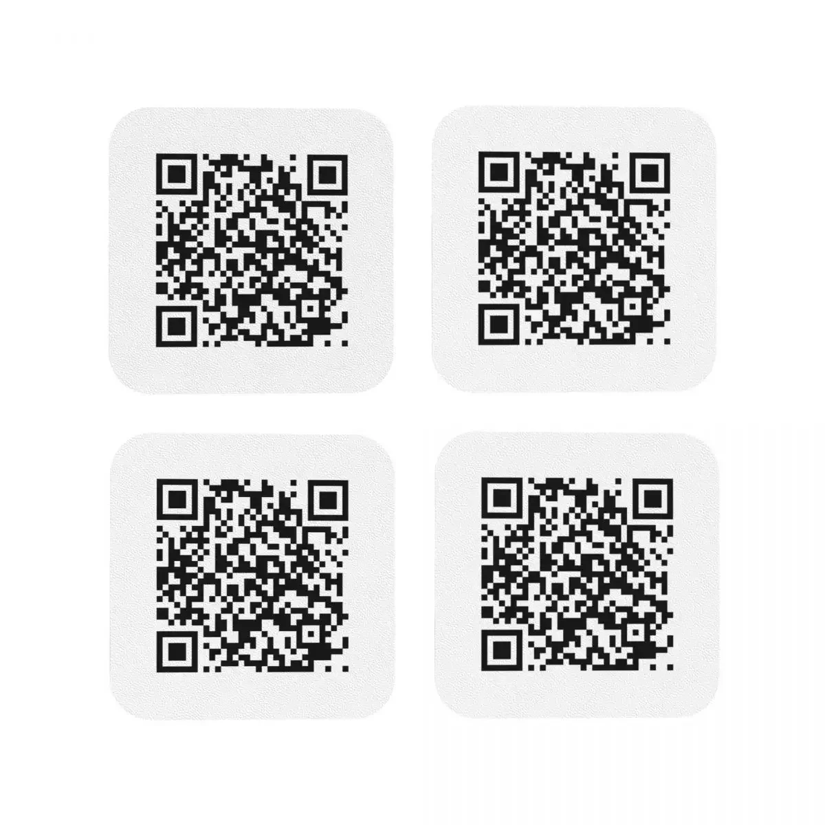 Rickroll Never Gonna Give You Up QR Coasters PVC Leather Placemats Coffee Mats For Decor Home Kitchen Dining Pads Set of 4