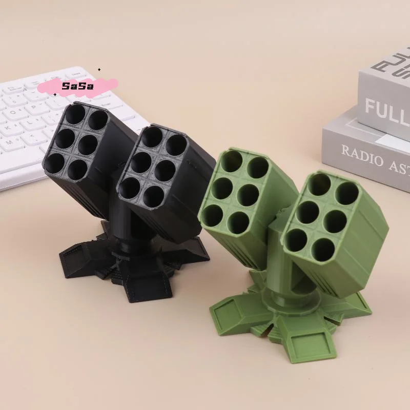 S-1Pc 3D Printed Missile Shaped Pen Holder Creative Anti-aircraft Missile Launcher Pen Stand Desktop Organizer Home Office Decor