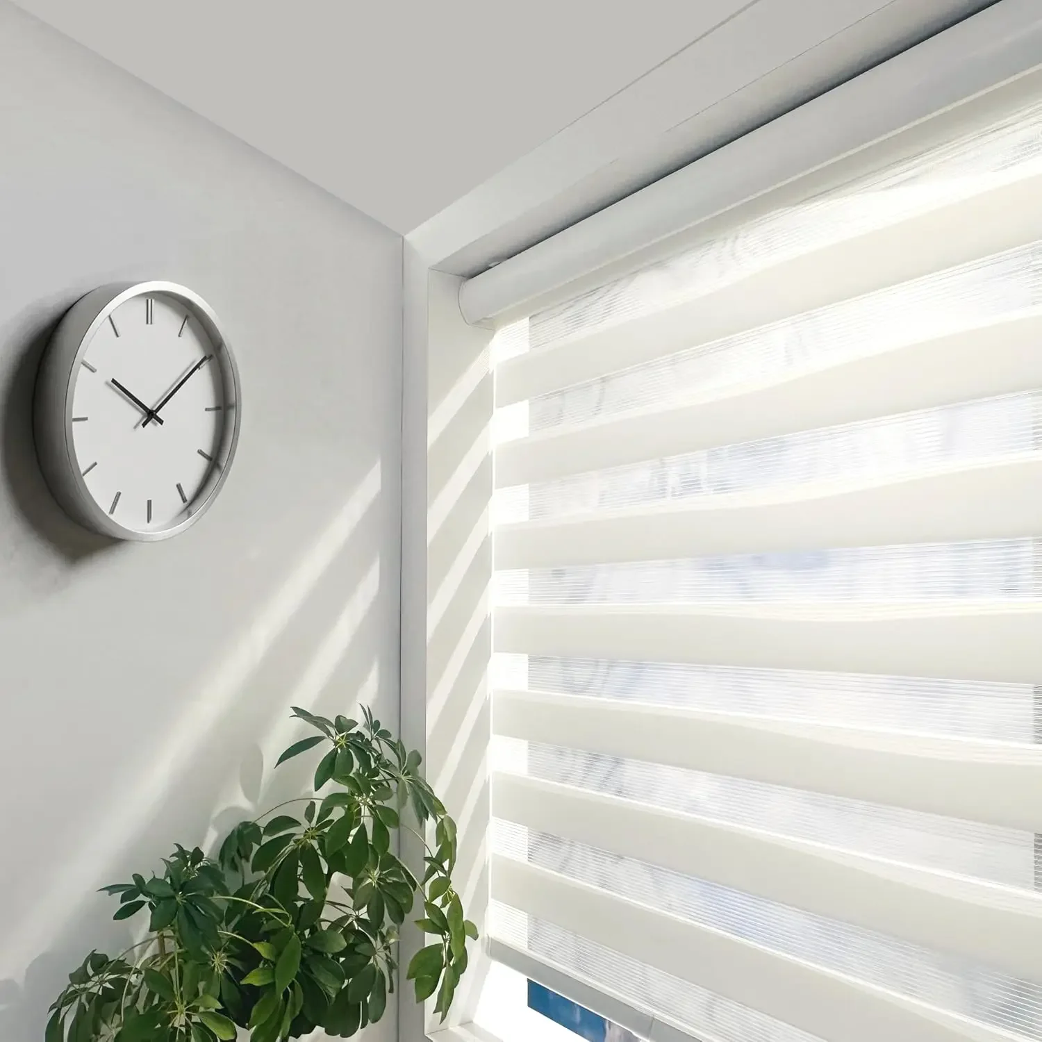 Cordless Zebra Blinds Roller Shades, White, 90