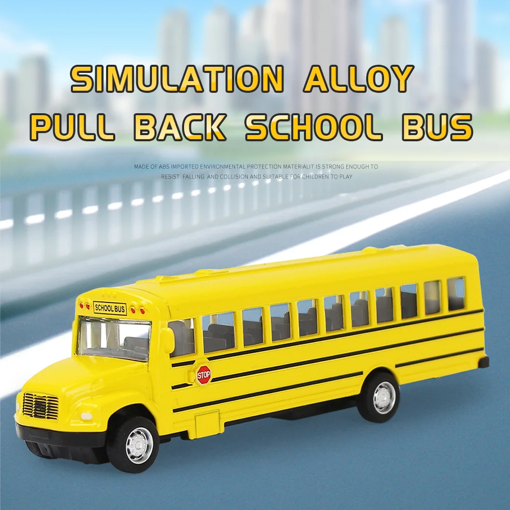 Simulation Alloy School Bus Inertia Toys Car Model Pull Back Car Interactive Toys Car Collection Educational Boy Gifts Toys